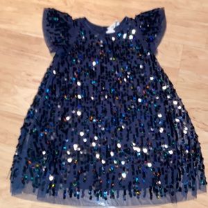 Navy Blue Sequin Dress Girls